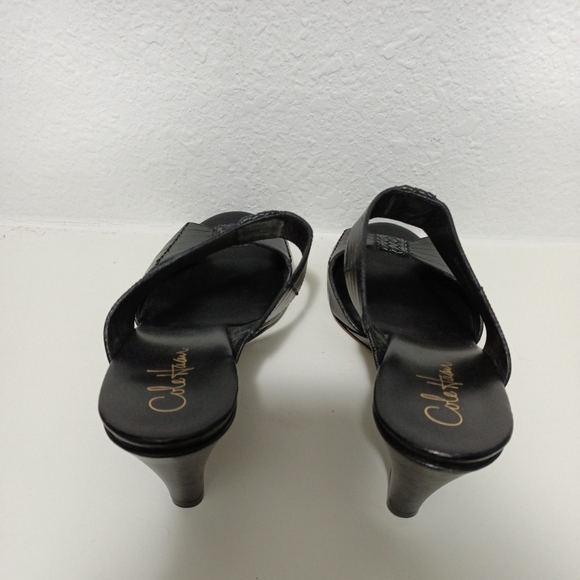 Cole Haan Peep Toe Black Wedges 9B - Picture 4 of 6